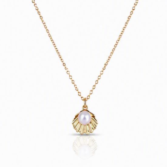 Seashell with Pearl Necklace Necklaces athenadesigns NGCH43SH 