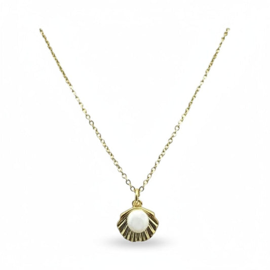Seashell with Pearl Necklace Necklaces athenadesigns NGCH43SH 
