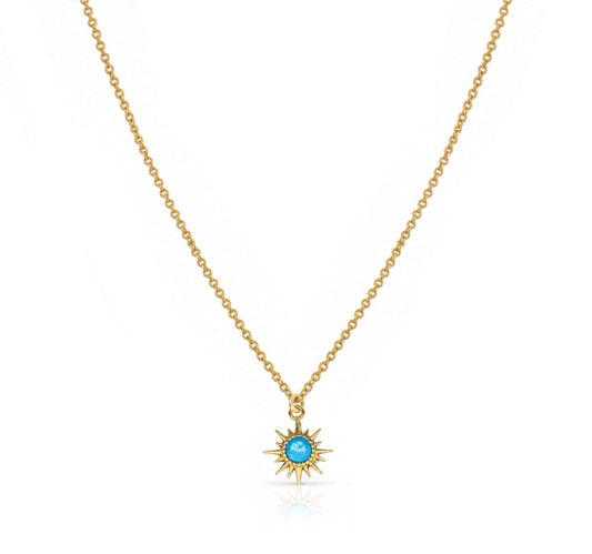 CZ Starburst Necklace Necklaces athenadesigns NGCH445TQ Turquoise 