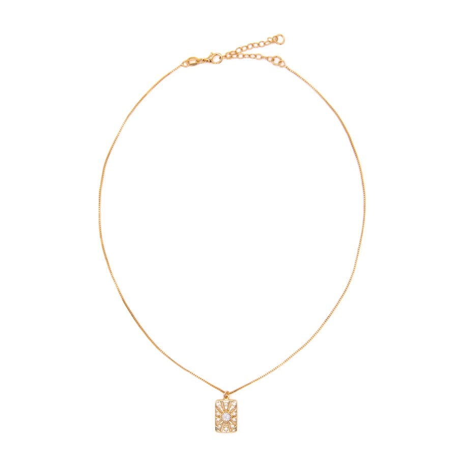 Square Burst Necklace Necklaces athenadesigns NGCH454CL Gold 