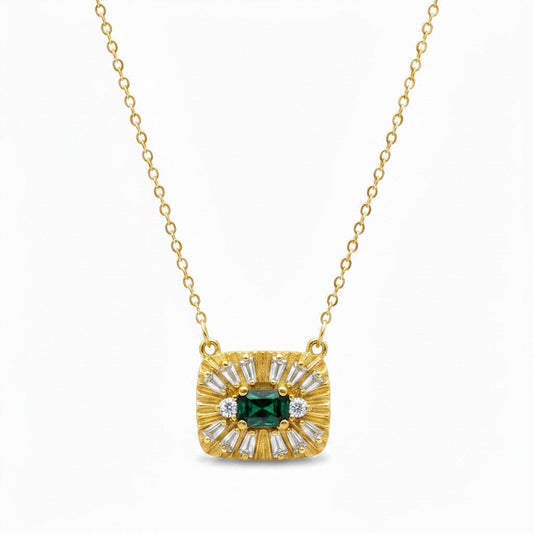 Rectangular CZ Pendant Necklace Necklaces Iishii Designs NGCH454GR 