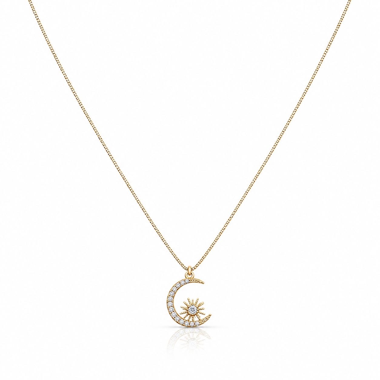 Pave Crescent Moon Necklace Necklaces Athena Designs 