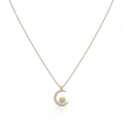 Pave Crescent Moon Necklace Necklaces Athena Designs 