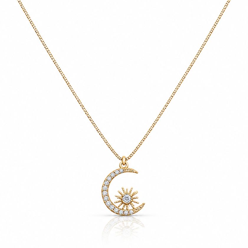 Pave Crescent Moon Necklace Necklaces Athena Designs NGCH45MNSN 