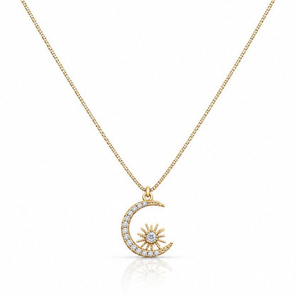 Pave Crescent Moon Necklace Necklaces Athena Designs NGCH45MNSN 