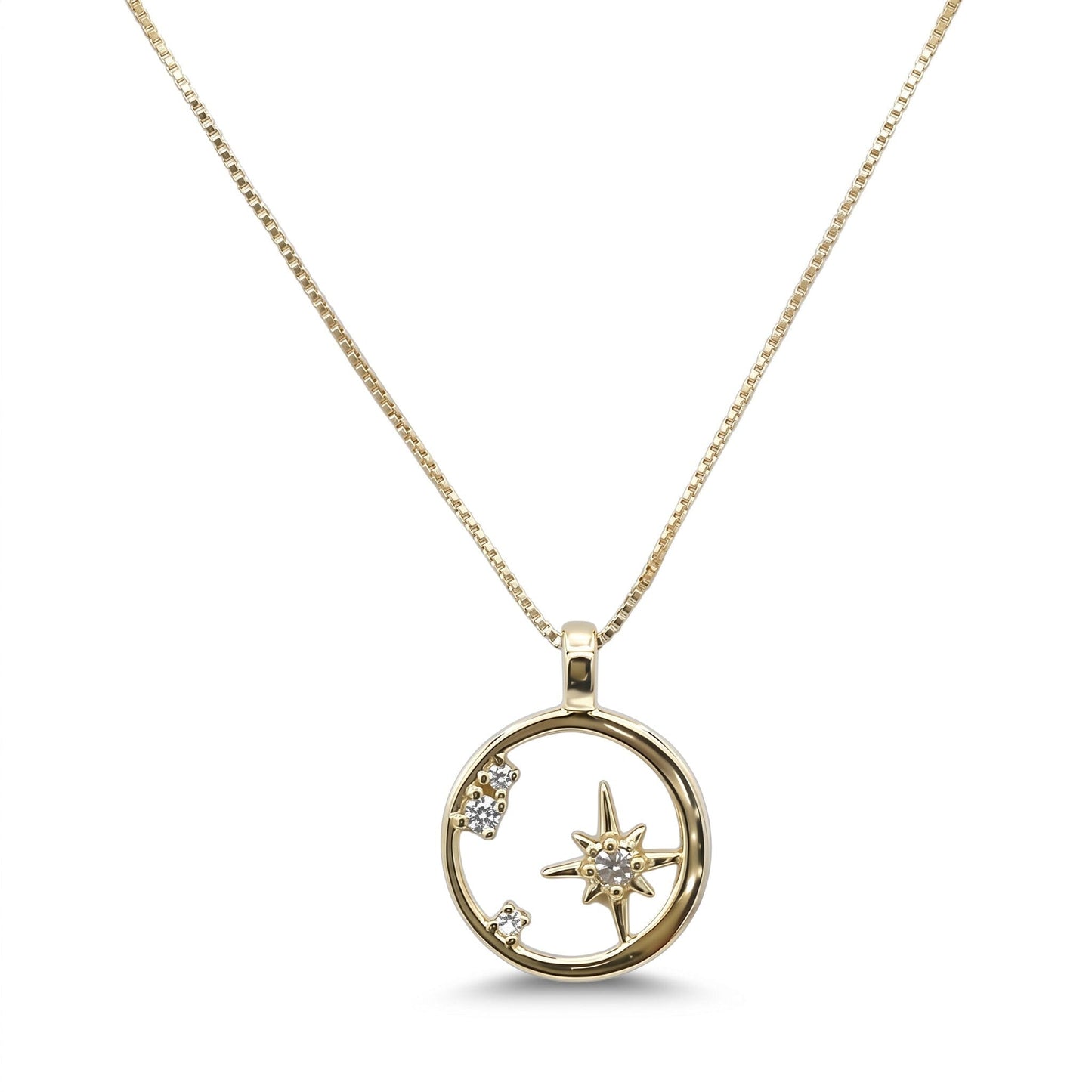 Circled in Stars Necklace Necklaces Athena Designs NGCH45STLR Gold 