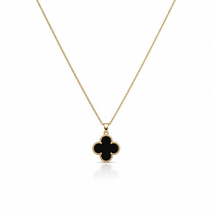 Black Onyx Clover Necklace Necklaces athenadesigns NGCH478X 