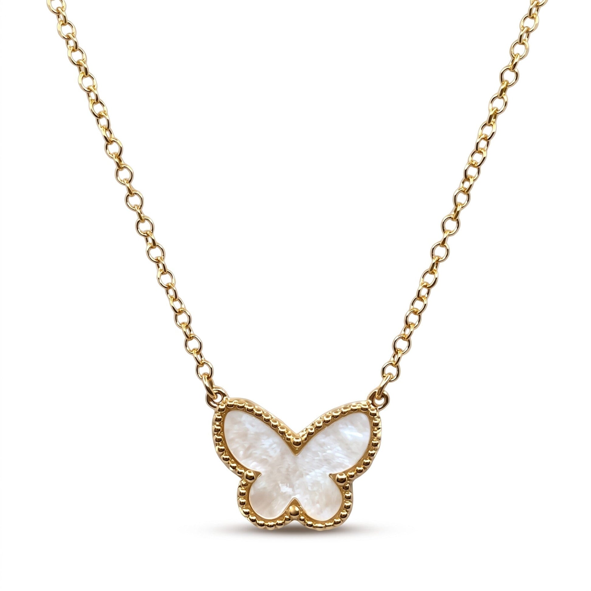 Shell Butterfly Necklace Necklaces athenadesigns NGCH4BFLYW 