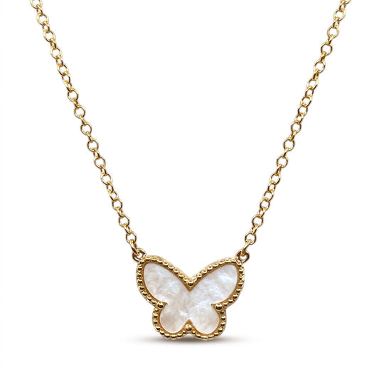 Shell Butterfly Necklace Necklaces athenadesigns NGCH4BFLYW 