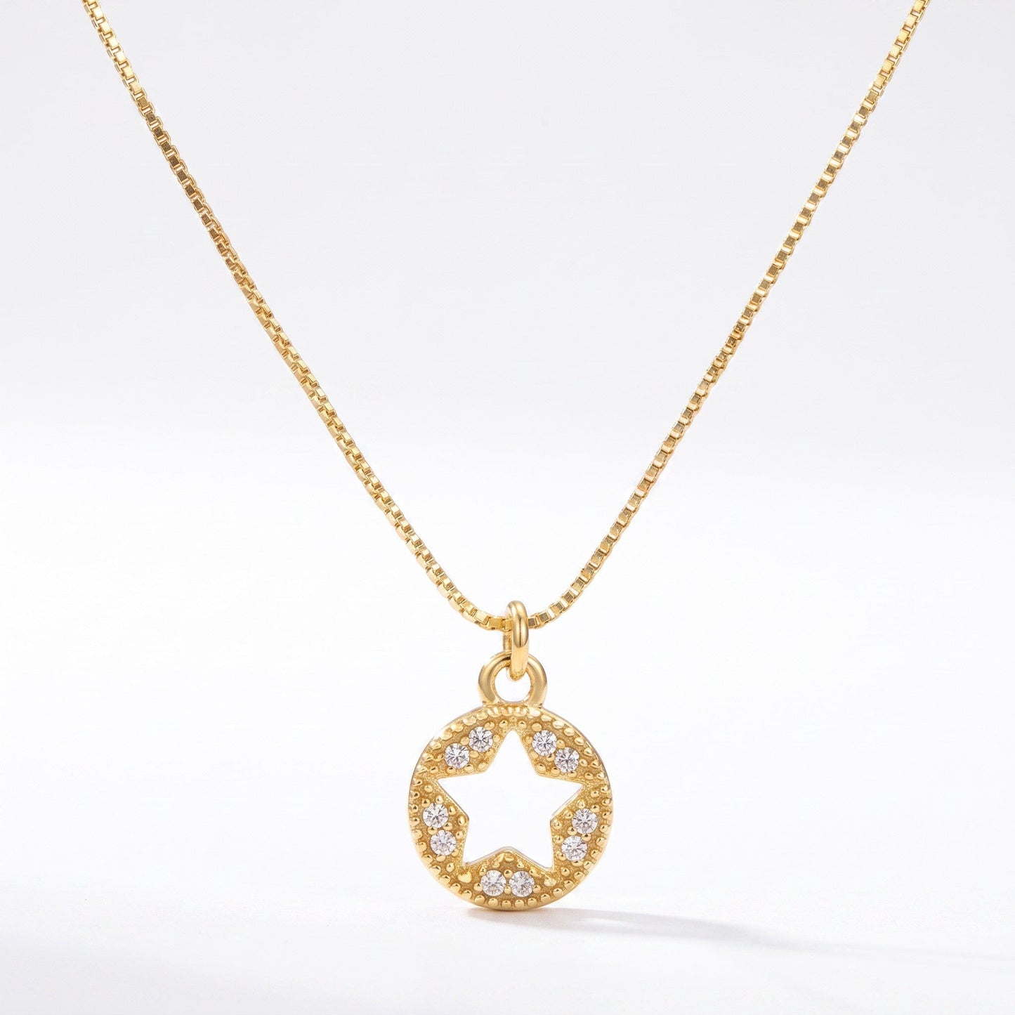 Open Star Pendant Necklace Necklaces athenadesigns NGCH504STR Gold 