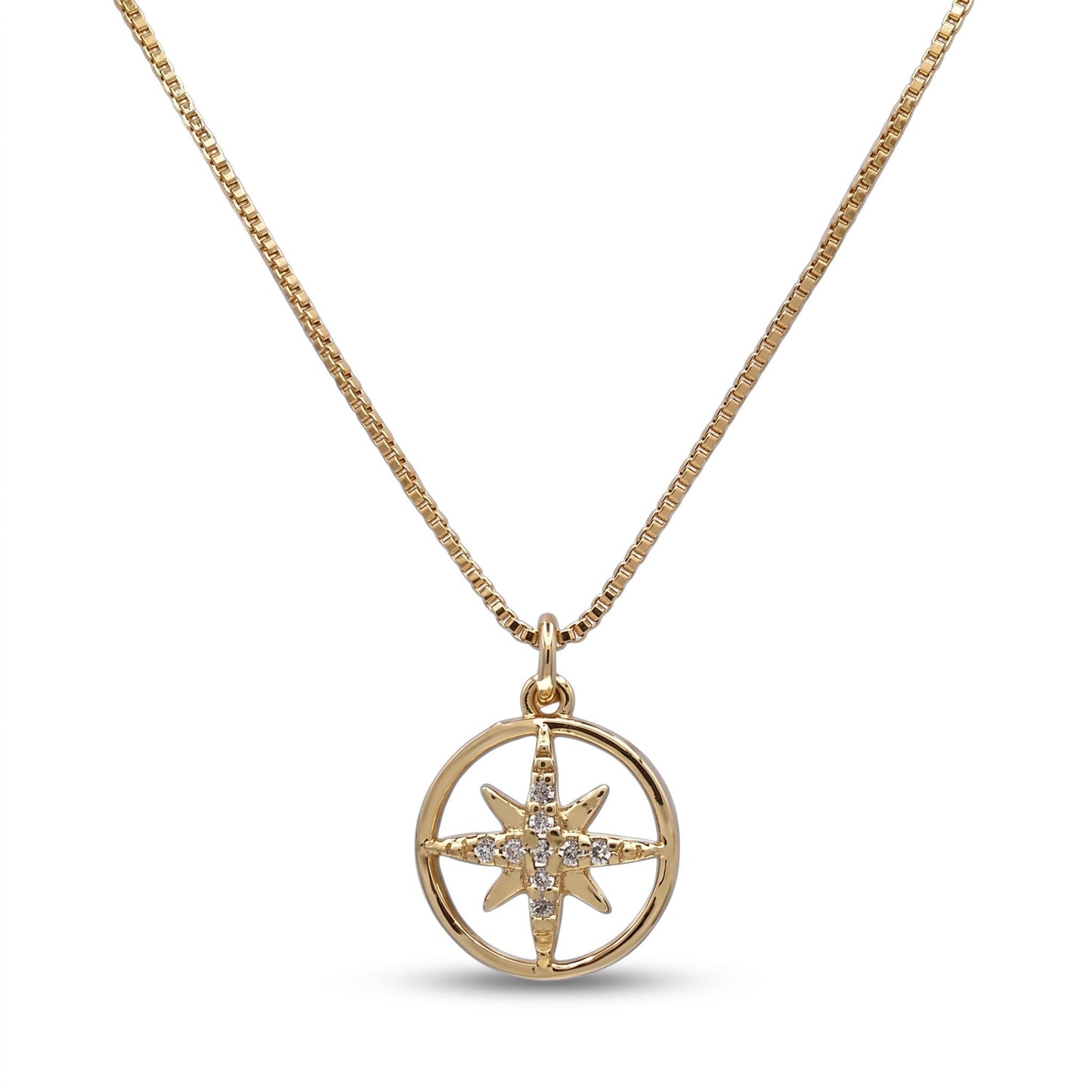 North Star Pendant Necklace Necklaces athenadesigns NGCH540NST Gold 
