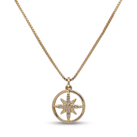 North Star Pendant Necklace Necklaces athenadesigns NGCH540NST Gold 