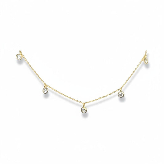 Crystal Chain Choker : Gold Vermeil Necklaces athenadesigns Finish: Gold (NGCH5460) 