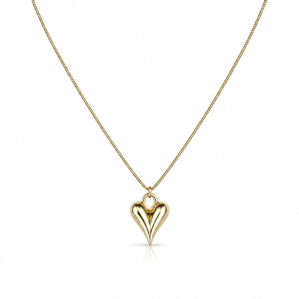 Puffy Heart Necklace Necklaces Beads NGCH6005 Gold 