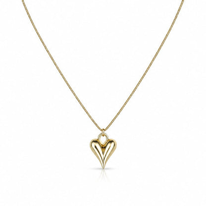 Puffy Heart Necklace Necklaces Beads NGCH6005 Gold 