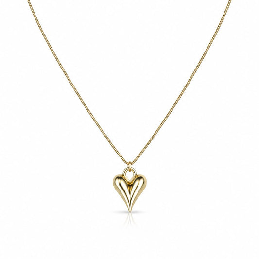 Puffy Heart Necklace Necklaces Beads NGCH6005 Gold 