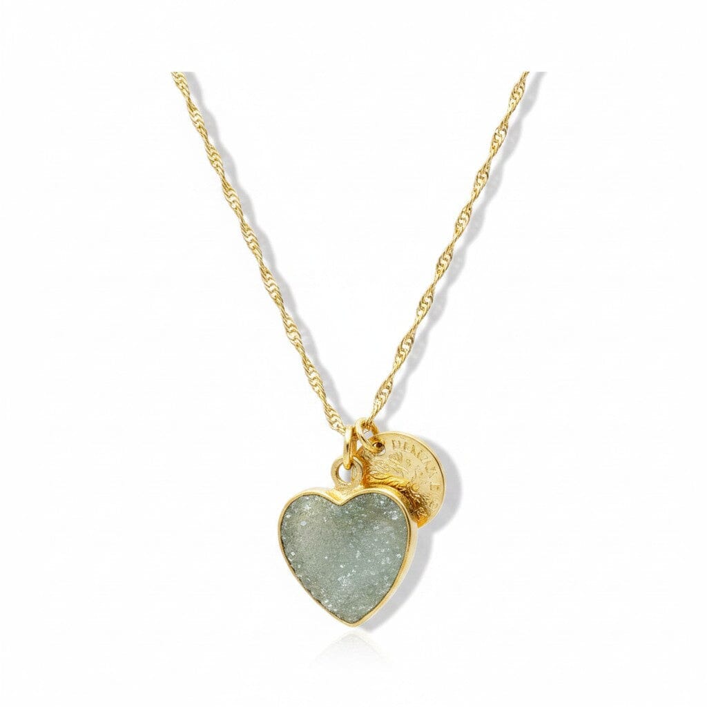 Druzy Heart Necklace: Aqua Necklaces athenadesigns NGCH764DZQ 
