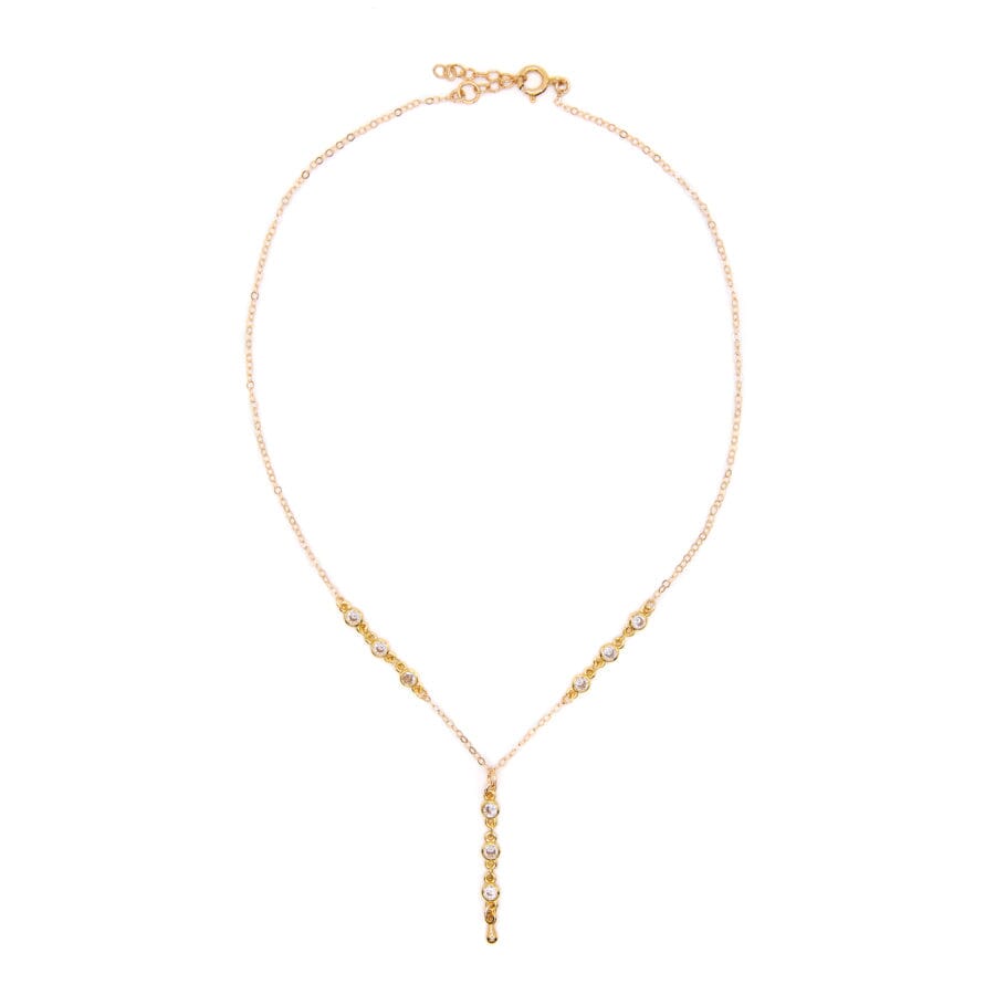 Bezel Stone Lariat Necklace Necklaces athenadesigns NGCHCL3 Gold 