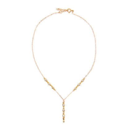 Bezel Stone Lariat Necklace Necklaces athenadesigns NGCHCL3 Gold 