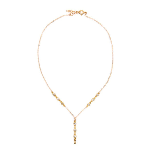 Bezel Stone Lariat Necklace Necklaces athenadesigns NGCHCL3 Gold 