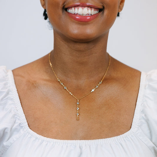 Bezel Stone Lariat Necklace Necklaces athenadesigns 