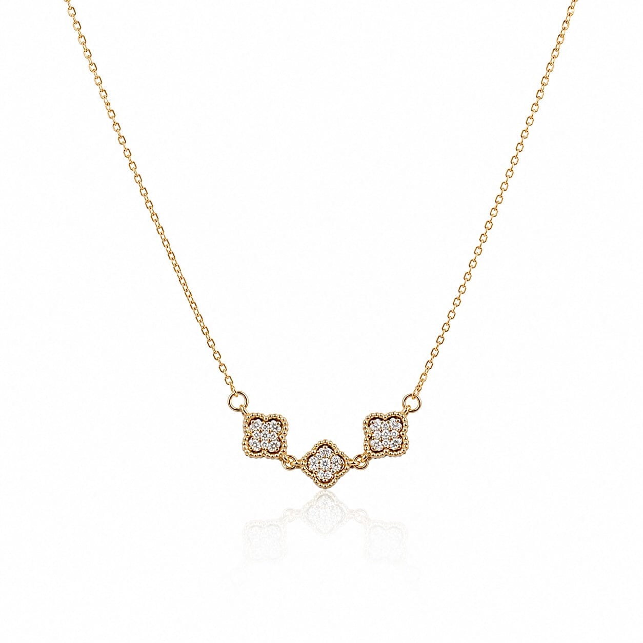 Petite Multi Clover Necklace Necklaces Beads NGCL317 Gold 