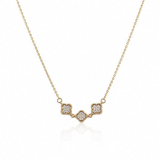 Petite Multi Clover Necklace Necklaces Beads NGCL317 Gold 