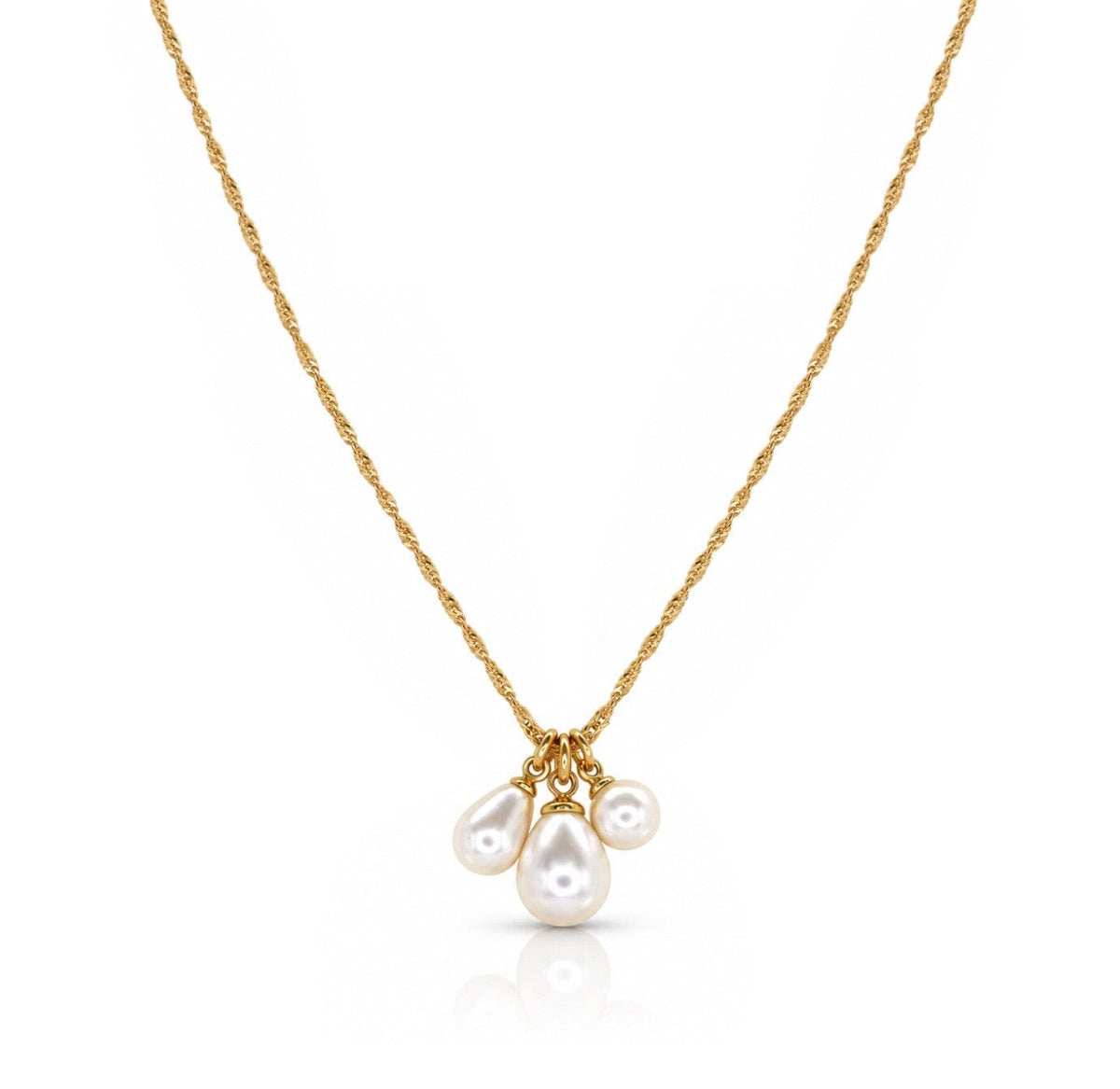 3 Pearl Cluster Necklace Necklaces athenadesigns NGCL333 Gold/Pearl 
