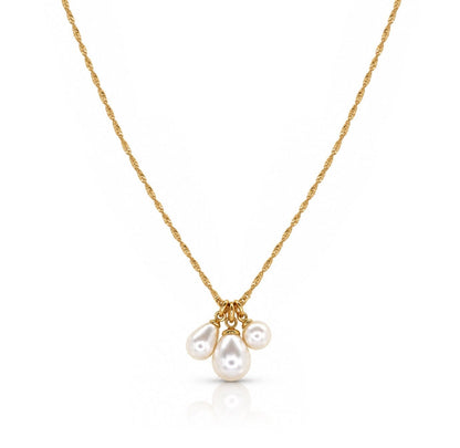 3 Pearl Cluster Necklace Necklaces athenadesigns NGCL333 Gold/Pearl 