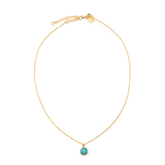 Tiny Turquoise Bezel Coin Necklace Necklaces athenadesigns NGCP22TQ Turquoise 