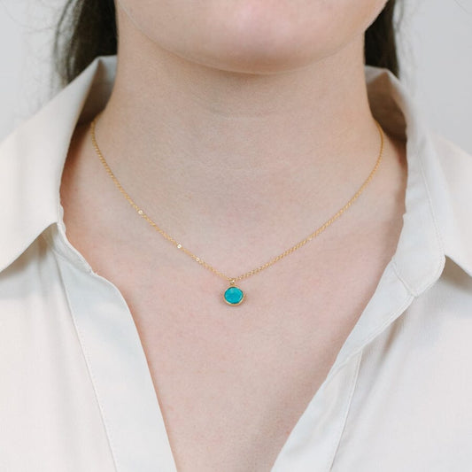 Tiny Turquoise Bezel Coin Necklace Necklaces athenadesigns 