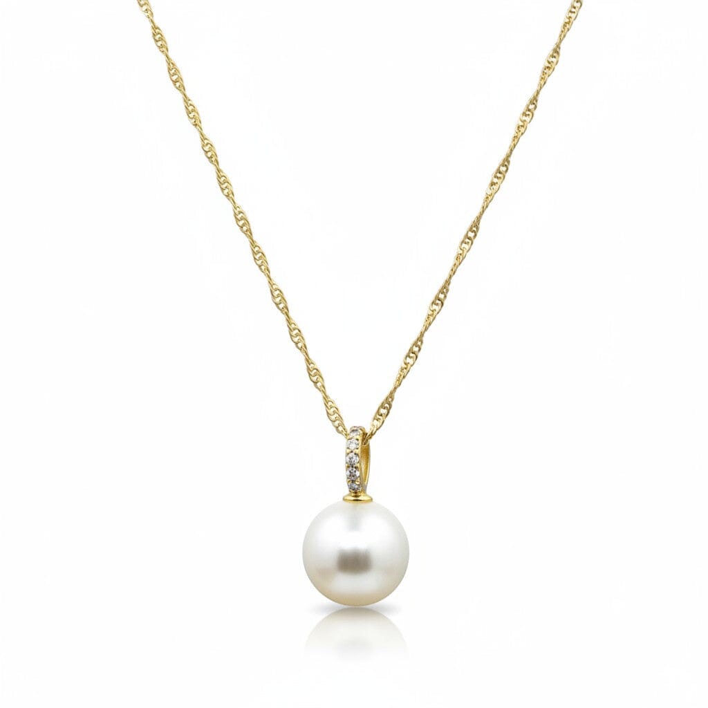 Pearl With CZ Pendant Necklace Necklaces athenadesigns NGCP3065 