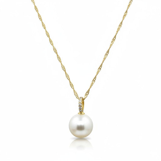 Pearl With CZ Pendant Necklace Necklaces athenadesigns NGCP3065 