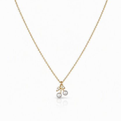 Pearl & CZ 'Cherry' Necklace Necklaces athenadesigns 