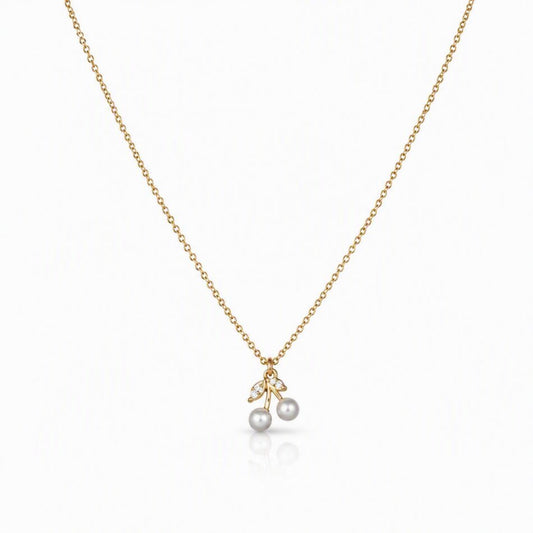 Pearl & CZ 'Cherry' Necklace Necklaces athenadesigns 