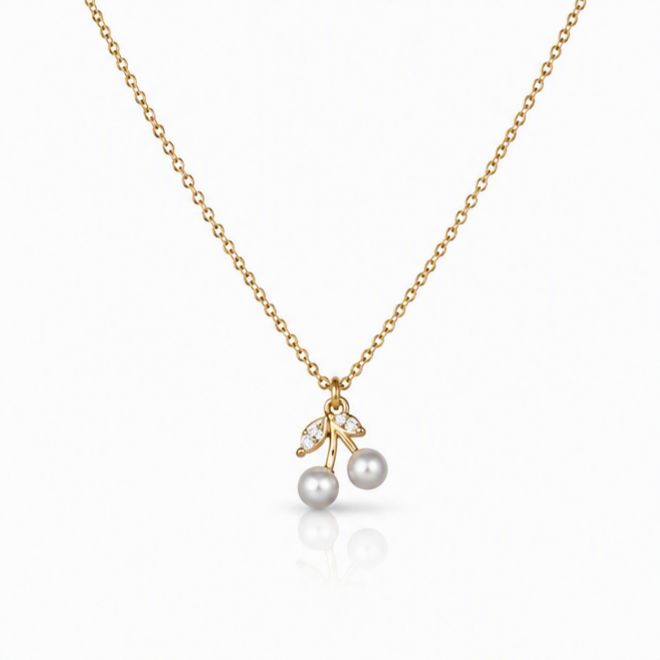 Pearl & CZ 'Cherry' Necklace Necklaces athenadesigns NGCP335 