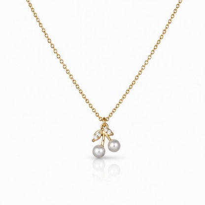 Pearl & CZ 'Cherry' Necklace Necklaces athenadesigns NGCP335 
