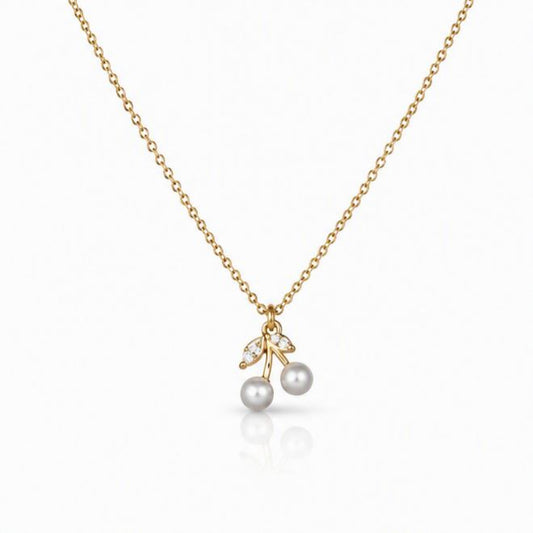 Pearl & CZ 'Cherry' Necklace Necklaces athenadesigns NGCP335 