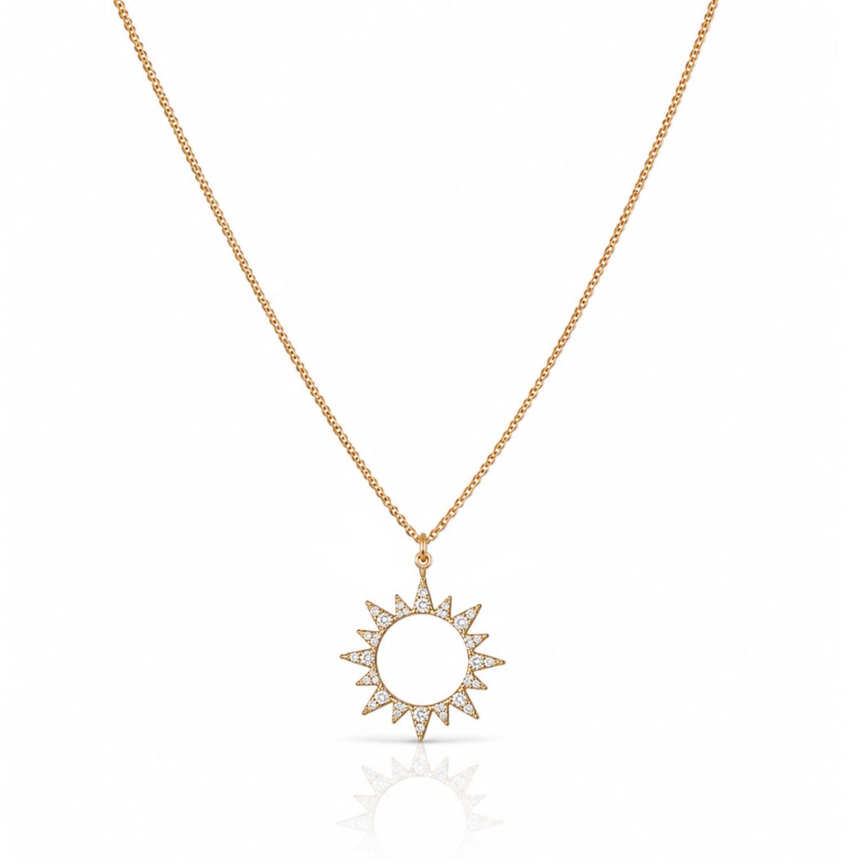 Open CZ Pave Sun Necklace Necklaces athenadesigns Gold: NGCP40065 