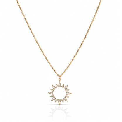 Open CZ Pave Sun Necklace Necklaces athenadesigns Gold: NGCP40065 