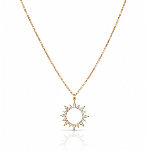Open CZ Pave Sun Necklace Necklaces athenadesigns Gold: NGCP40065 