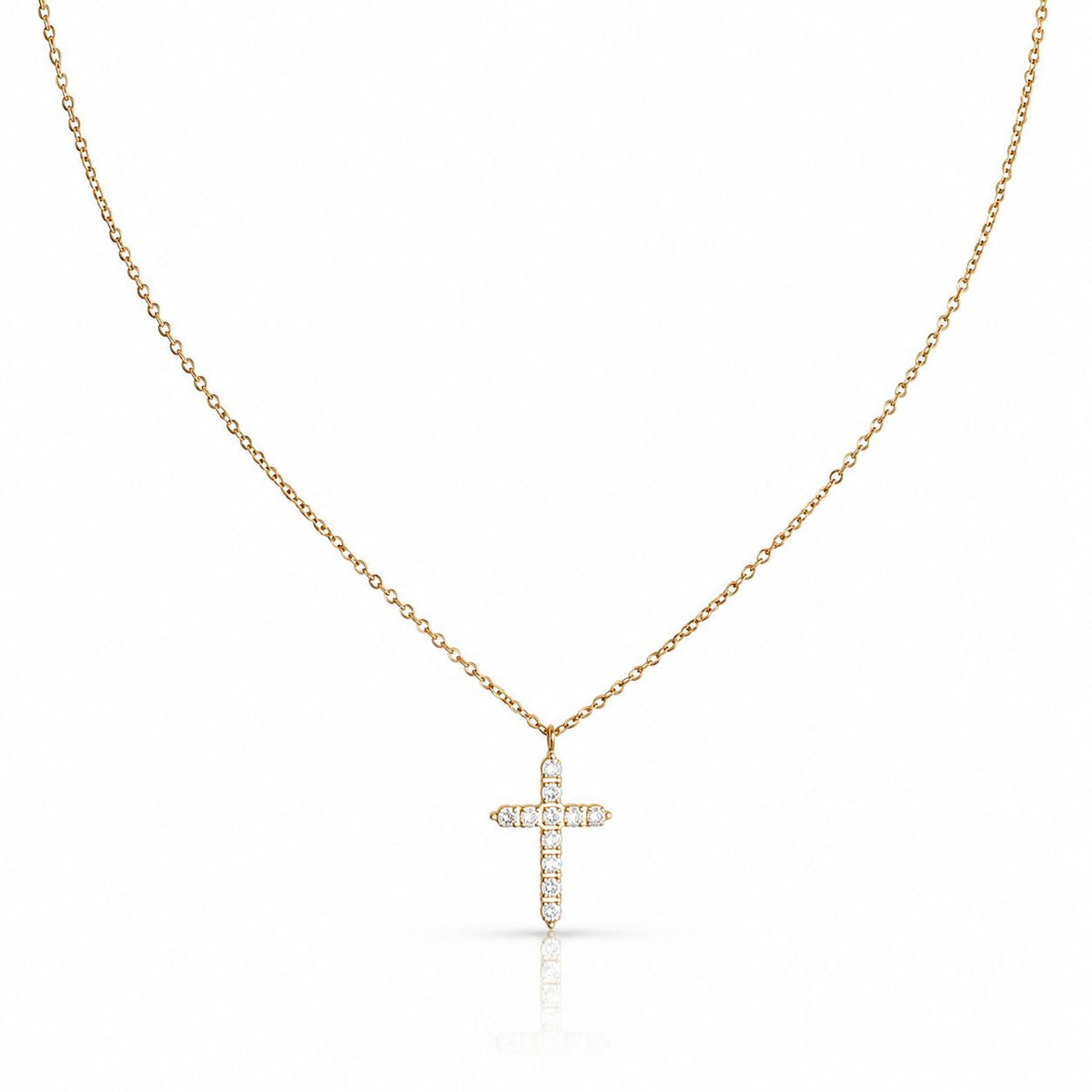 CZ Cross Necklace Necklaces Hotlife NGCP408CRS Gold 