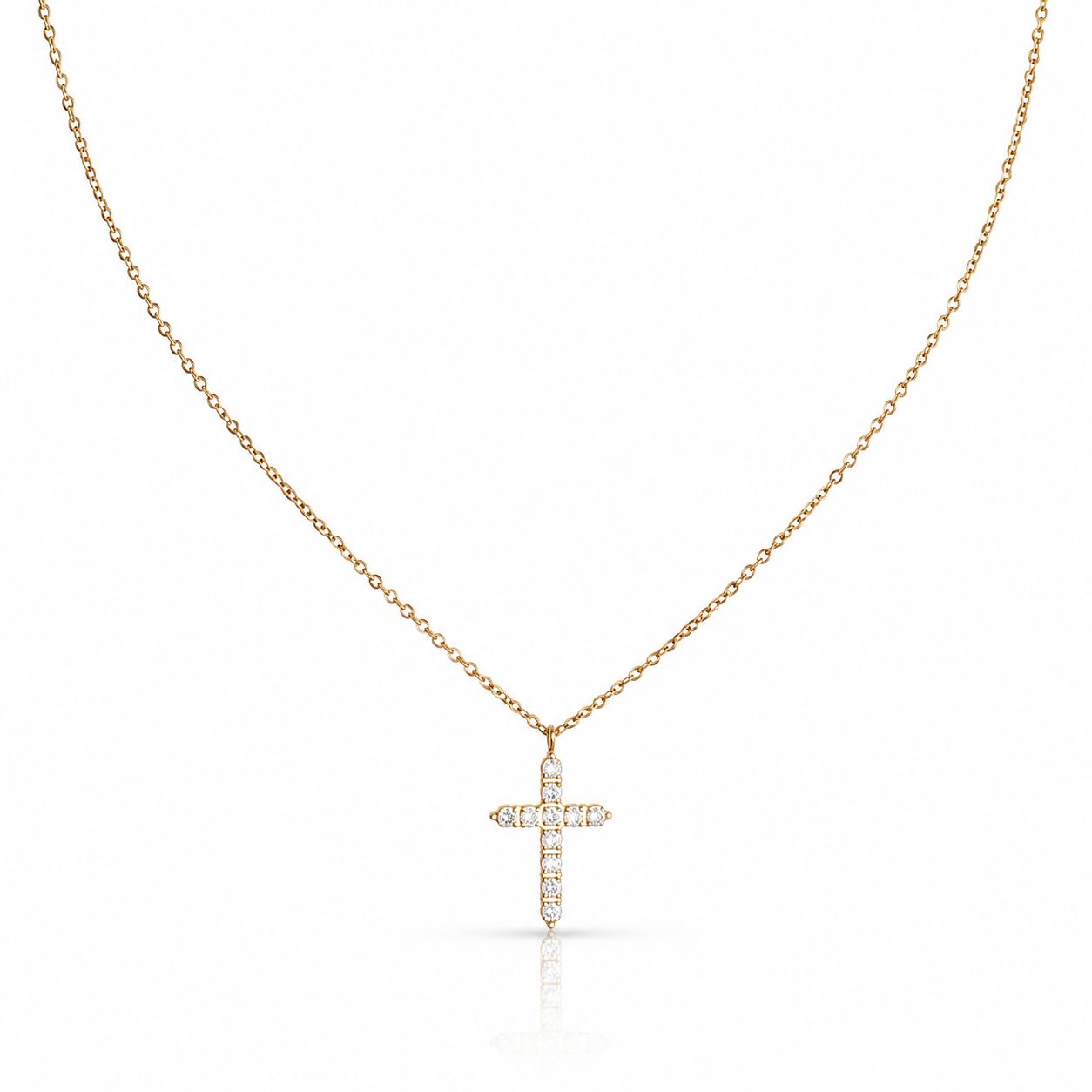 CZ Cross Necklace Necklaces Hotlife NGCP408CRS Gold 