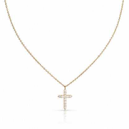 CZ Cross Necklace Necklaces Hotlife NGCP408CRS Gold 