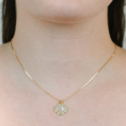 Mop Clover Cz Necklace Necklaces athenadesigns 