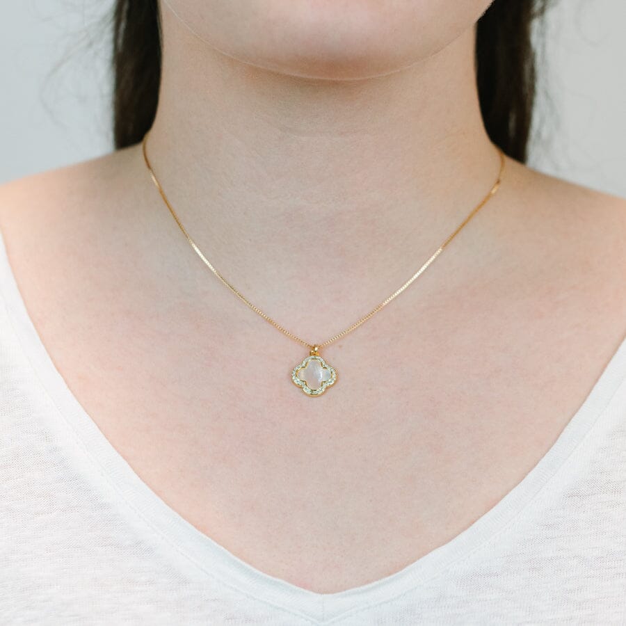 Mop Clover Cz Necklace Necklaces athenadesigns 