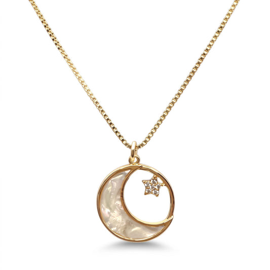 MOP Moon & Star Necklace Necklaces athenadesigns NGCP43MNST Gold 