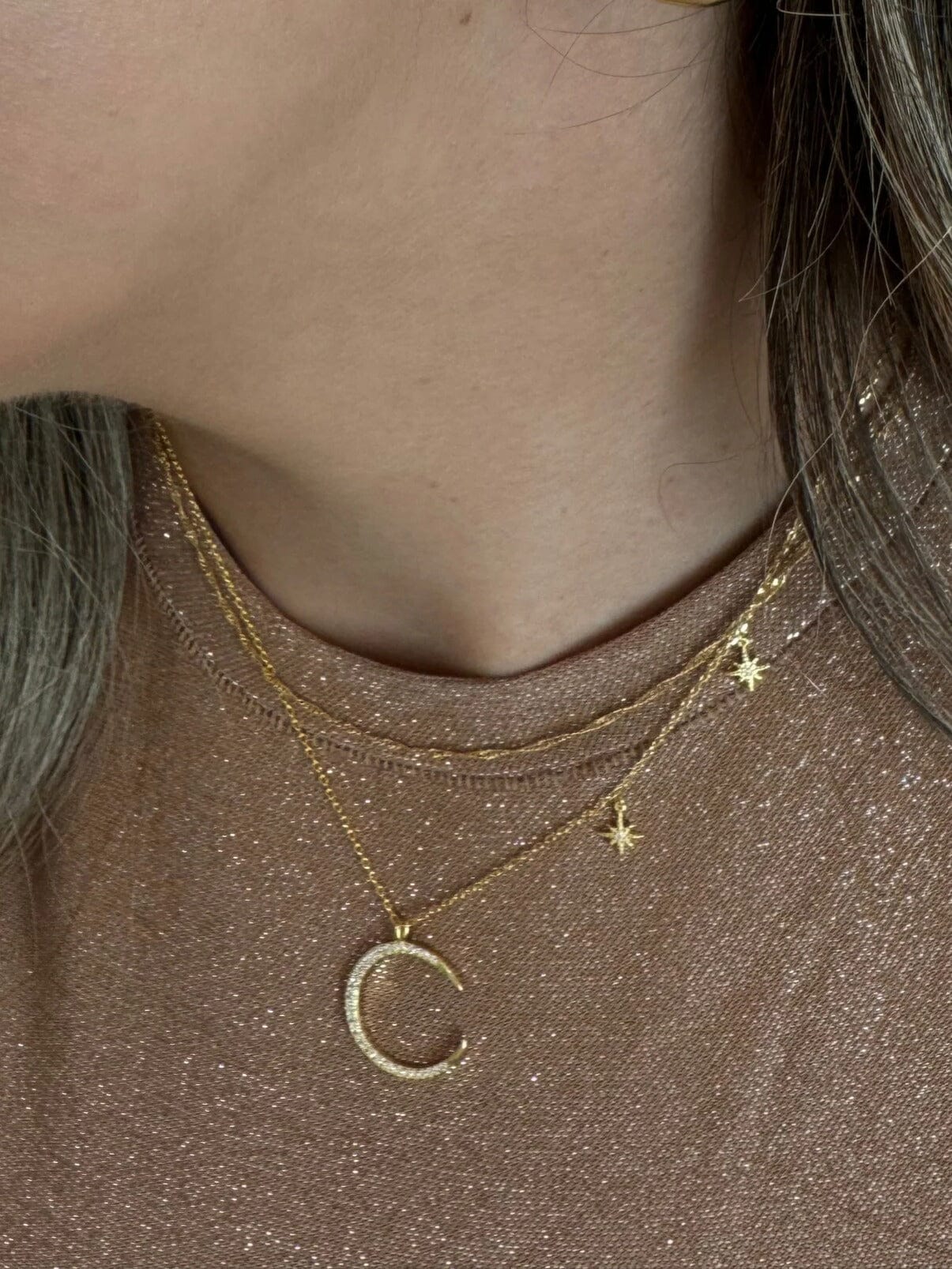 Crescent Moon & Stars Necklace Necklaces athenadesigns 