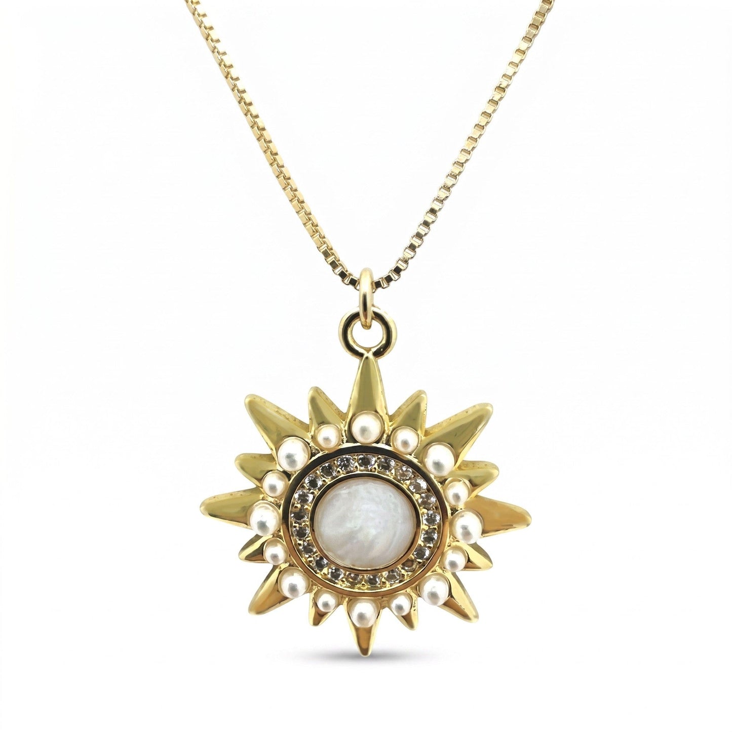 Starburst w/Pearls Necklace Necklaces athenadesigns NGCP46035 Gold 