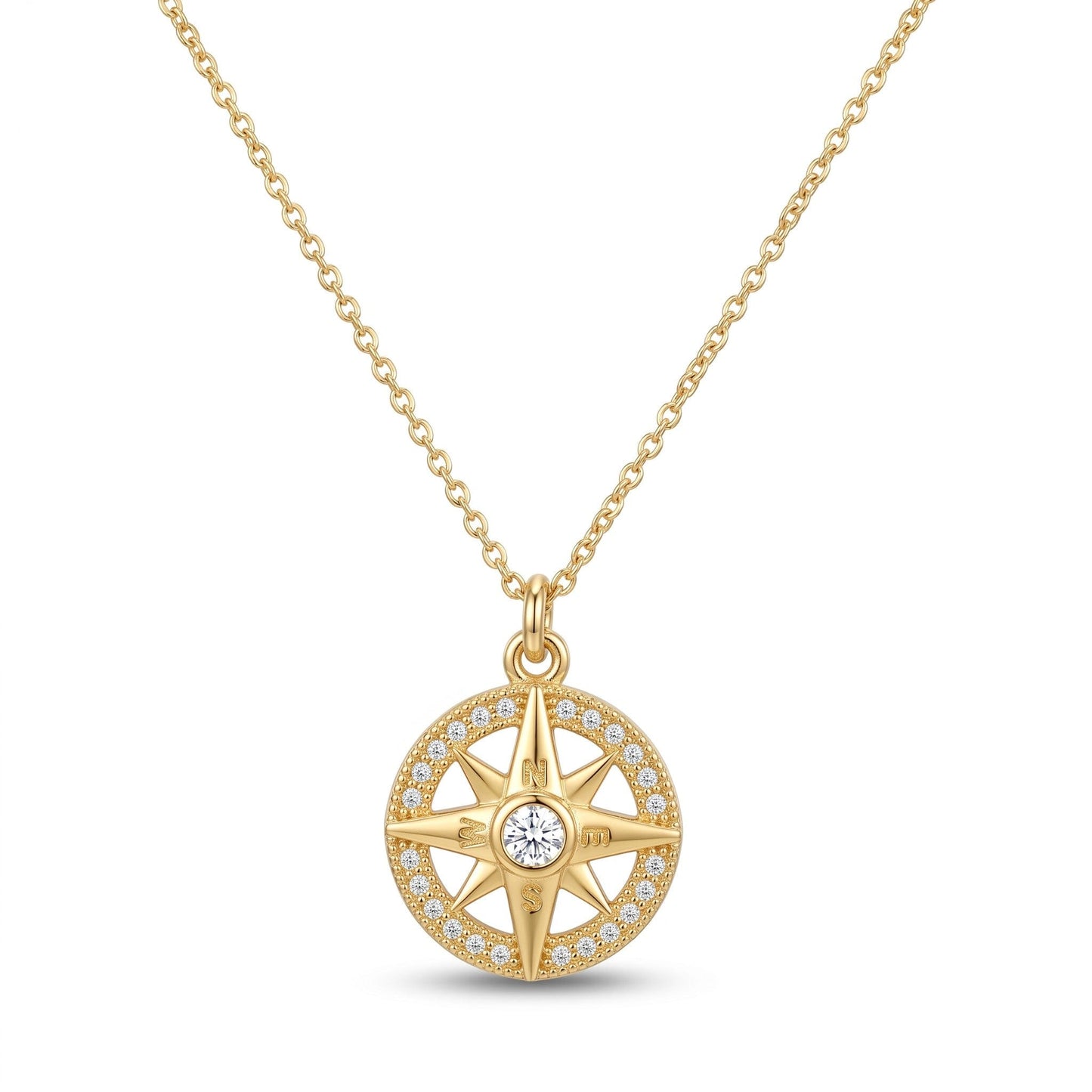 CZ Sunburst Necklace Necklaces athenadesigns NGCP465 Gold 